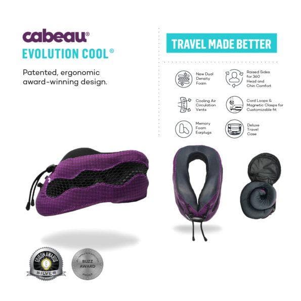 Cabeau Evolution Cool 2.0 Memory Foam Neck Travel Pillow - Blue - Image 3